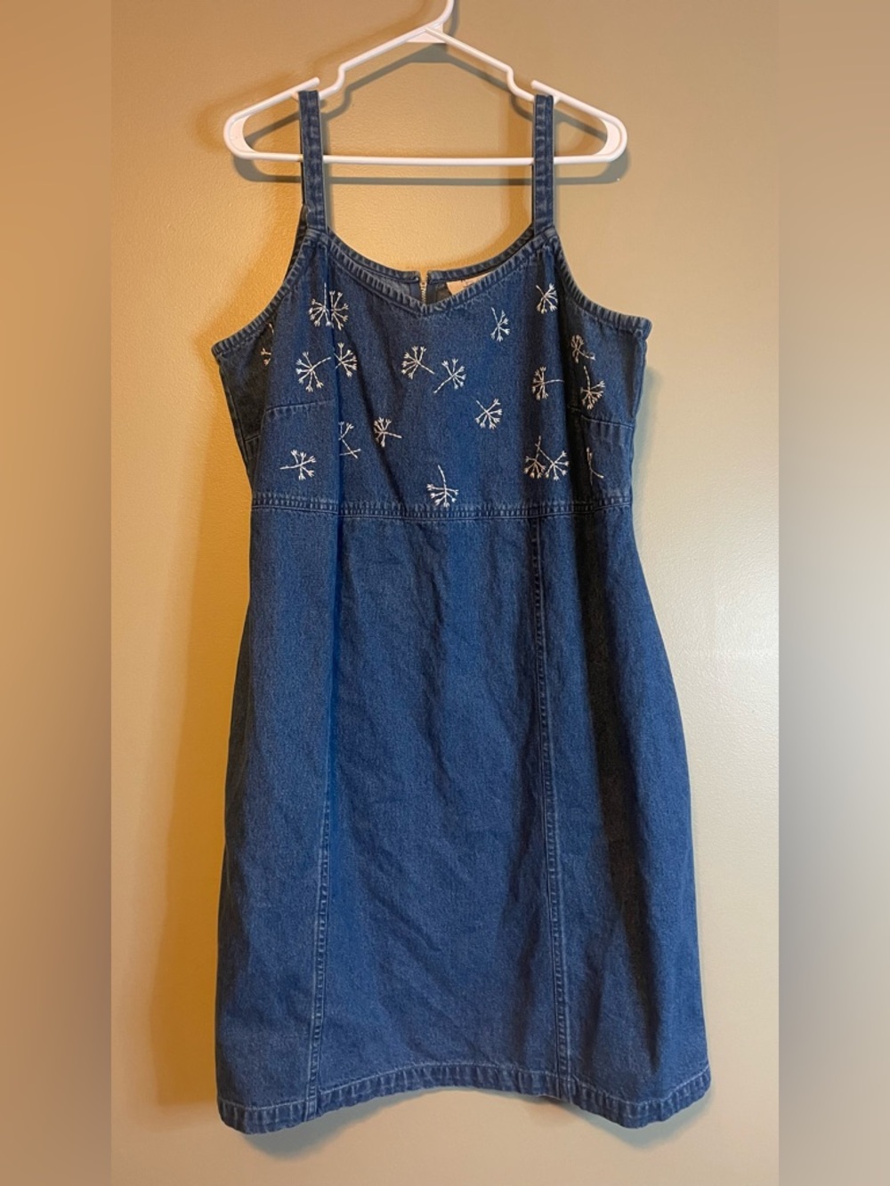 Vintage Y2K PS Only Denim 100% Cotton Denim Embroidered Dandelion Prairie Dress